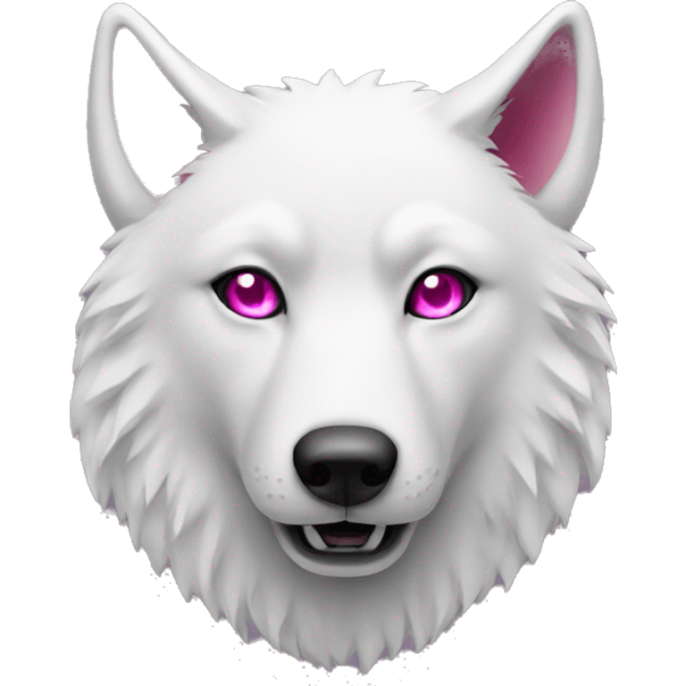 white wolf with dark pink eyes and have money emoji