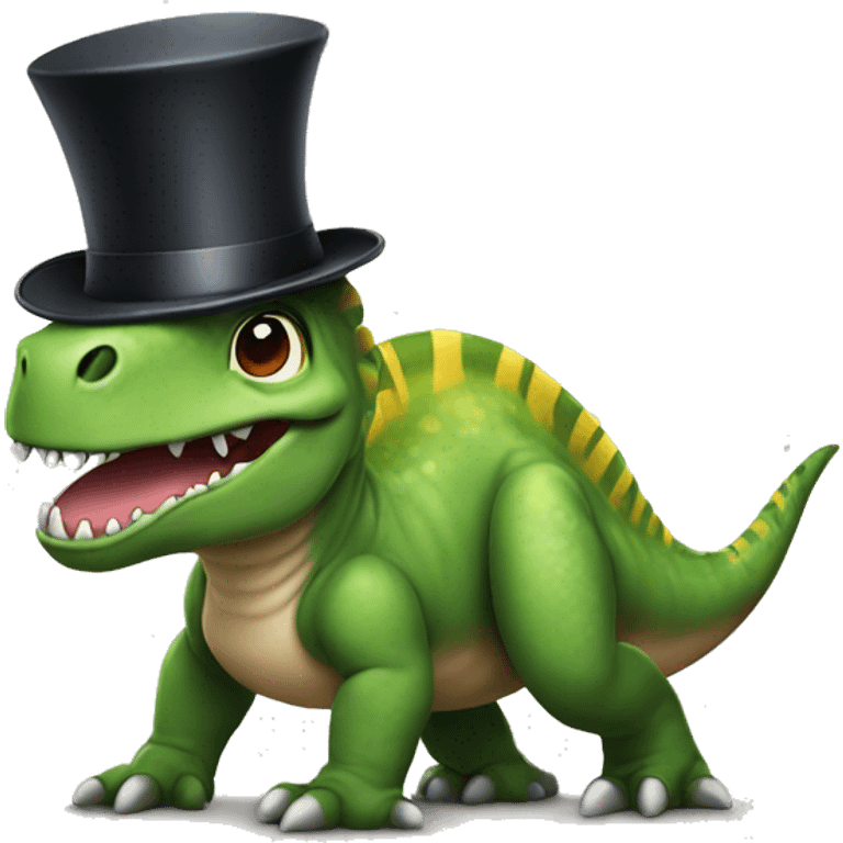 Dino with a tophat emoji