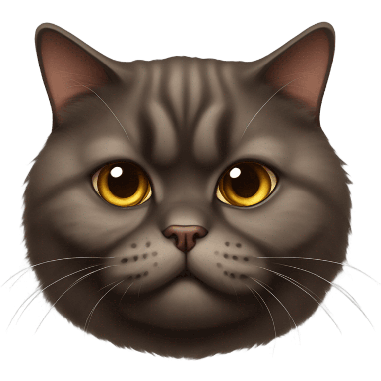 fluffy unimpressed looking deep chocolate brown british shorthair cat face and body emoji