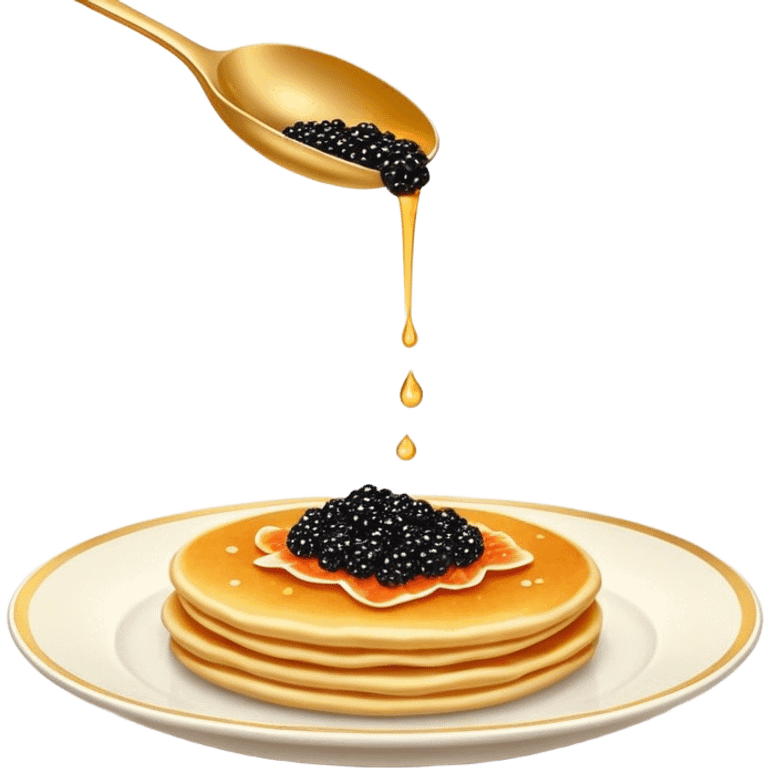 Russian khokhloma spoon putting a caviar on a blinis emoji