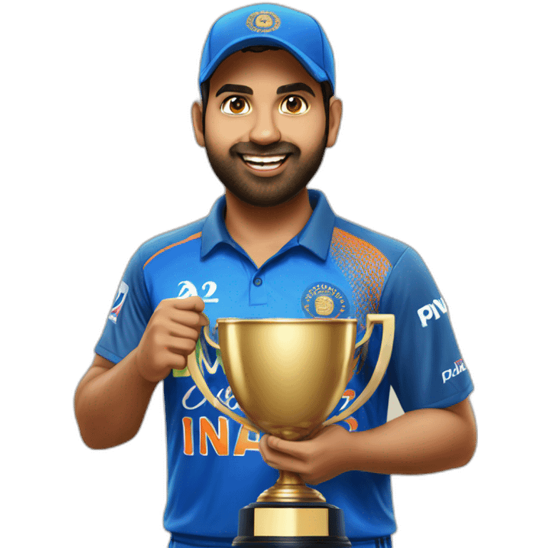 rohit sharma holding trophy emoji