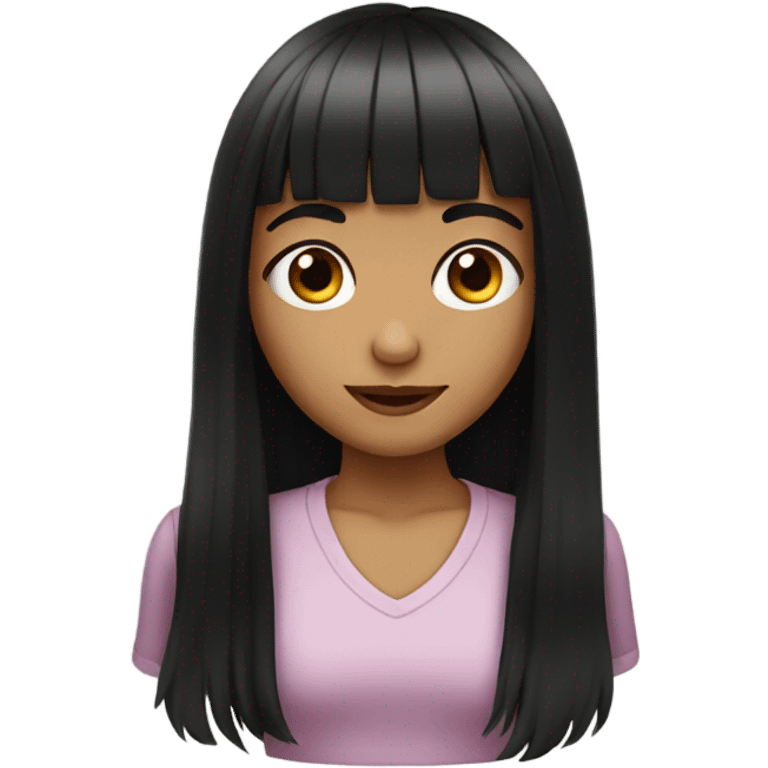 girl has long black hair with bangs  emoji