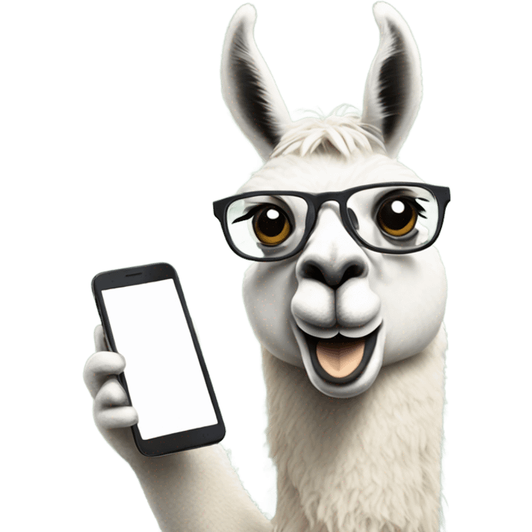 lama with glasses talking on the phone emoji