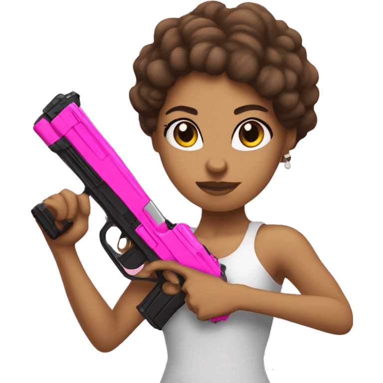 lightskin girl holding a pink gun emoji