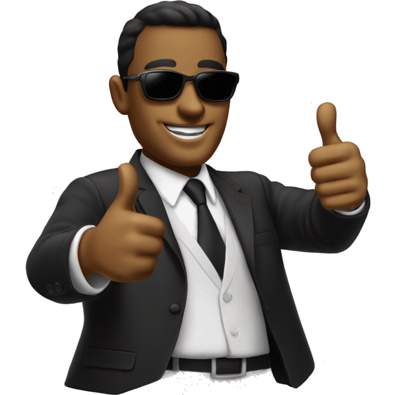 thumbs up man in suit with sunglasses wit blckhar emoji