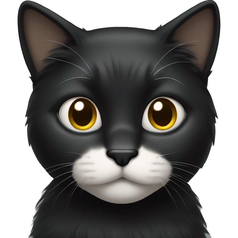 black cat long-hair with half white head emoji