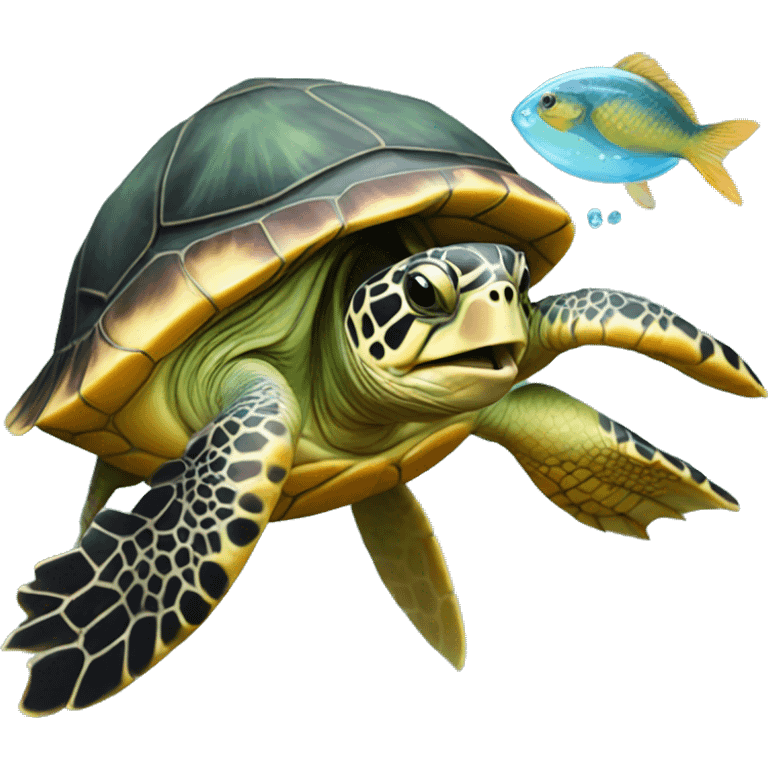 a turtle with a fish in its mouth emoji