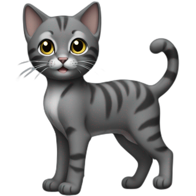 full body grey and black playful baby skinny cat emoji