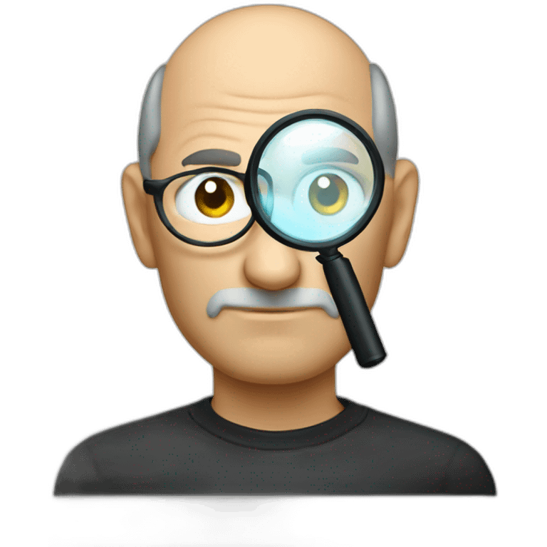 Steve jobs with magnifying glass emoji