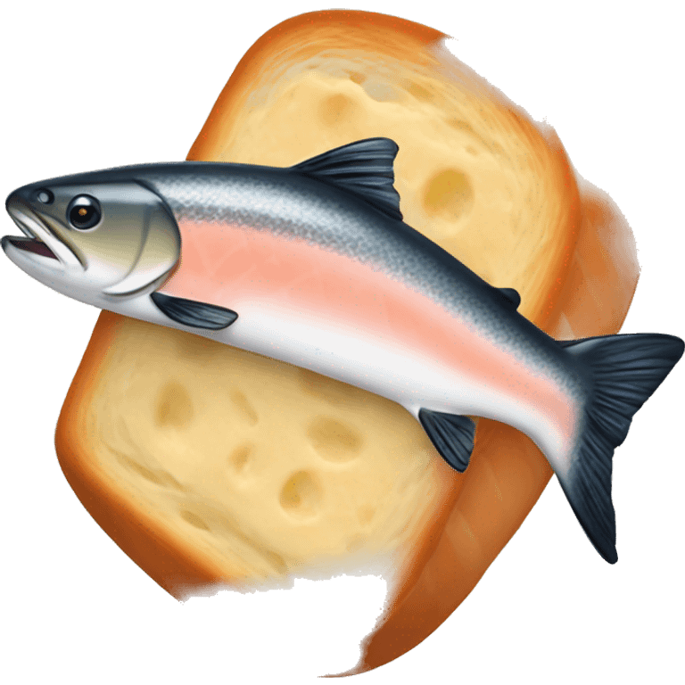 a salmon eating bread emoji