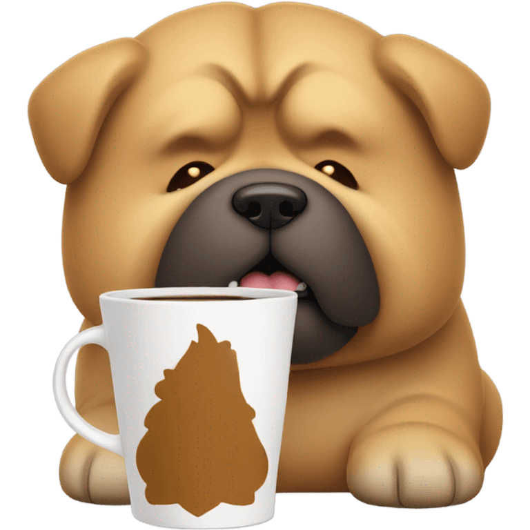 chow chow tired holding coffee emoji