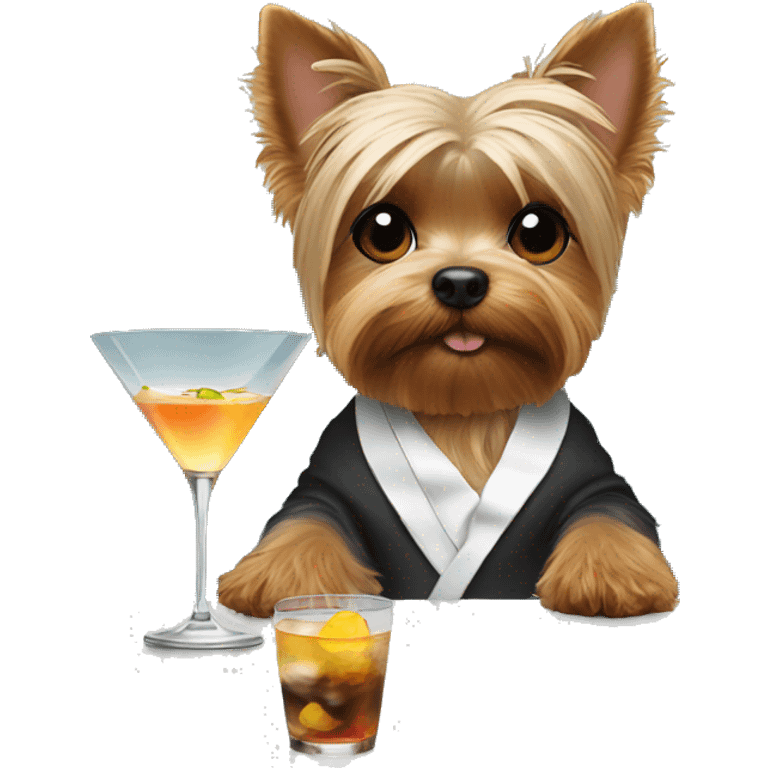 Yorkie drinking a martini  emoji