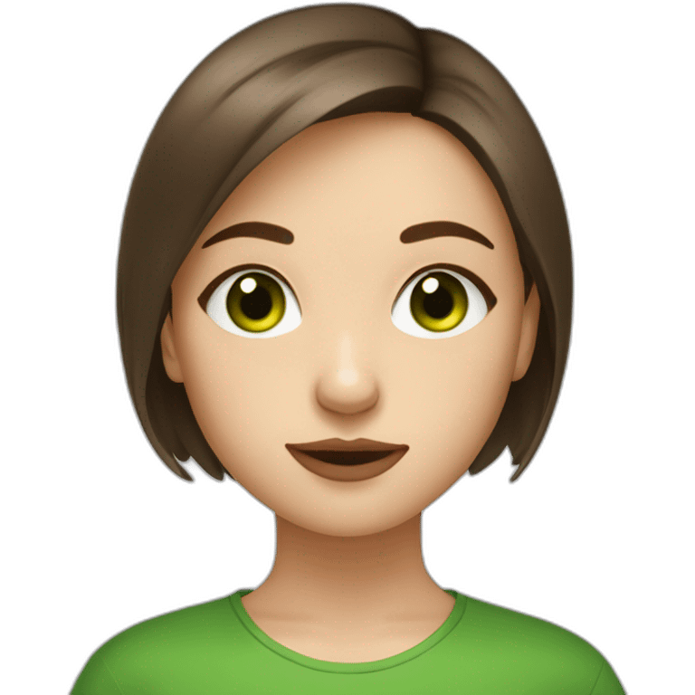 belarussian girl wirh short brown hair piercing in nose and green eyes emoji