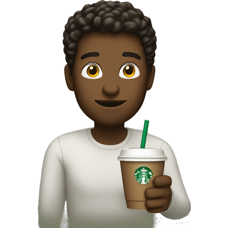 Man drinking Starbucks emoji