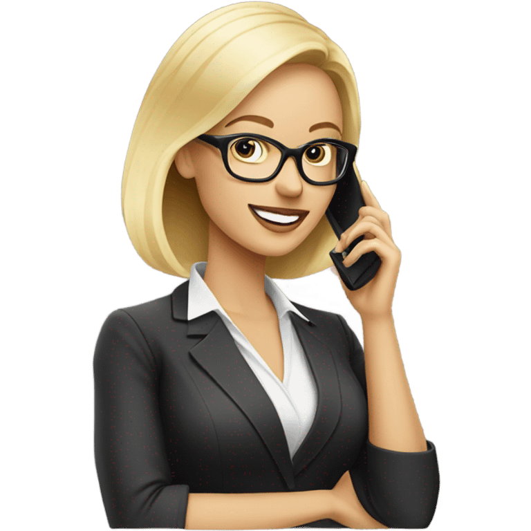 Elegant Blonde woman wearing glasses calling on cell phone emoji