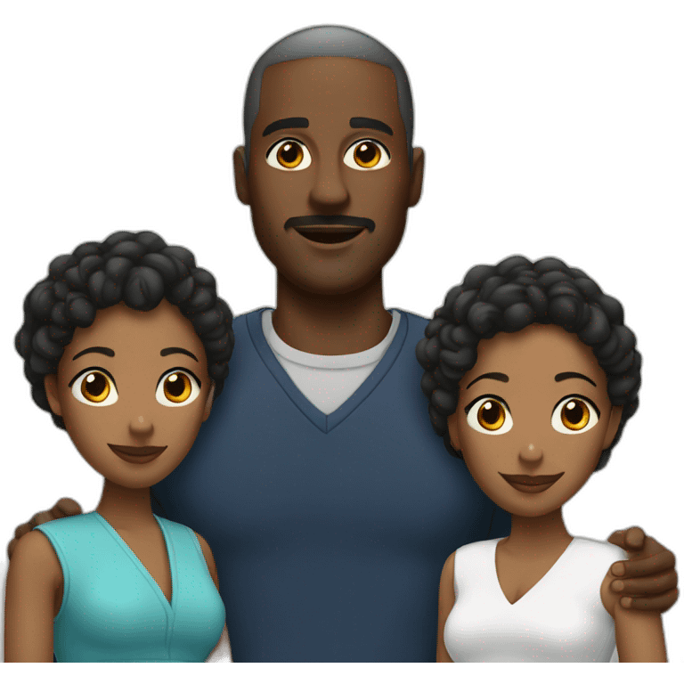 Black man with two black women  emoji