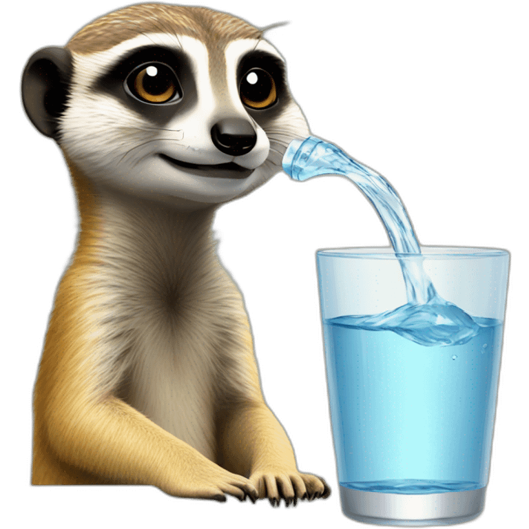 Meerkat drinks a glass water emoji