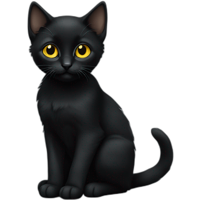 Black kitten with yellow eyes is sitting  emoji