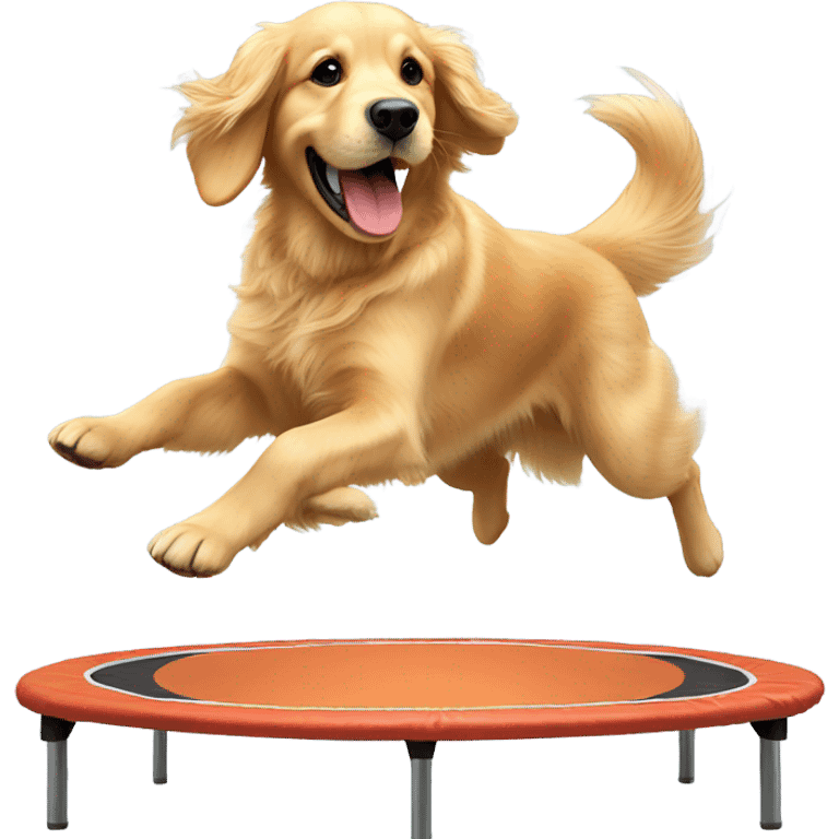 Golden retriever, bouncing on a trampoline emoji