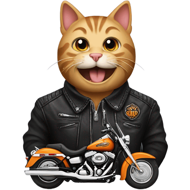 Cat on Harley Davidson emoji