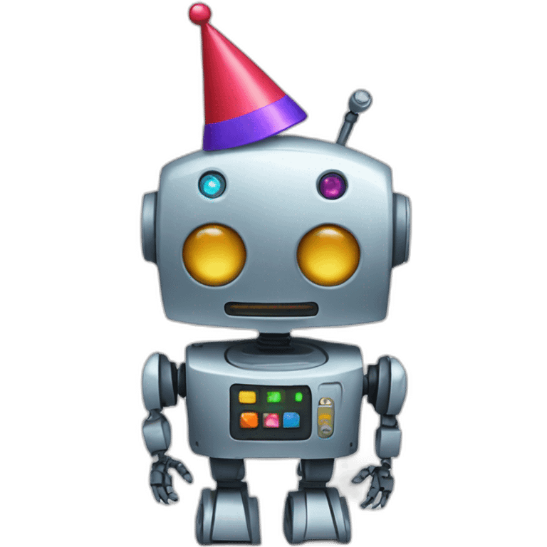 robot with partyhat emoji