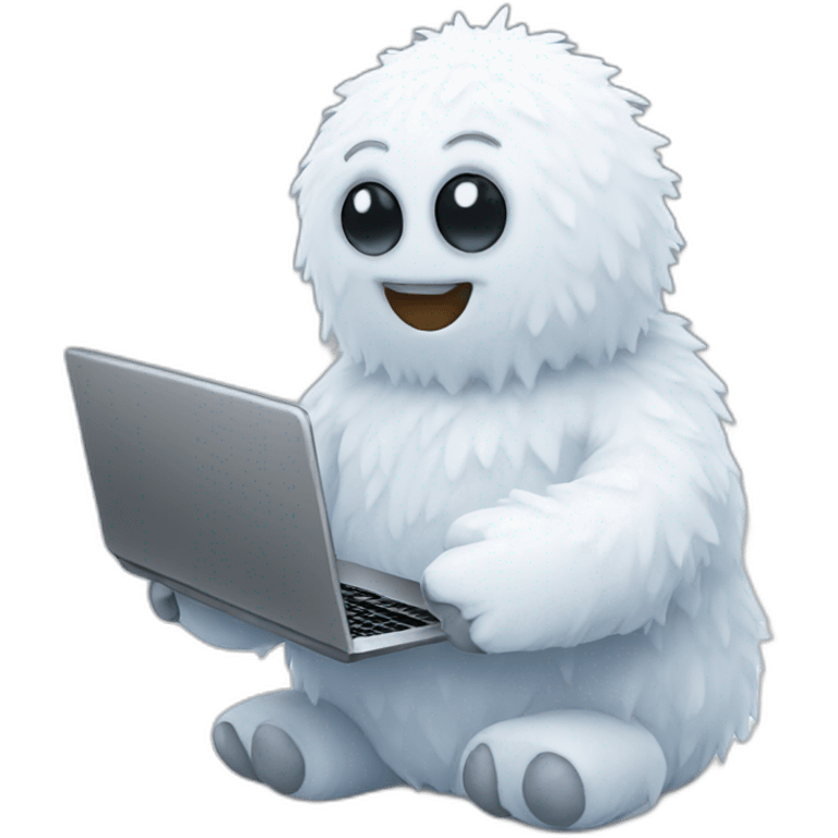 snow creature with a laptop emoji