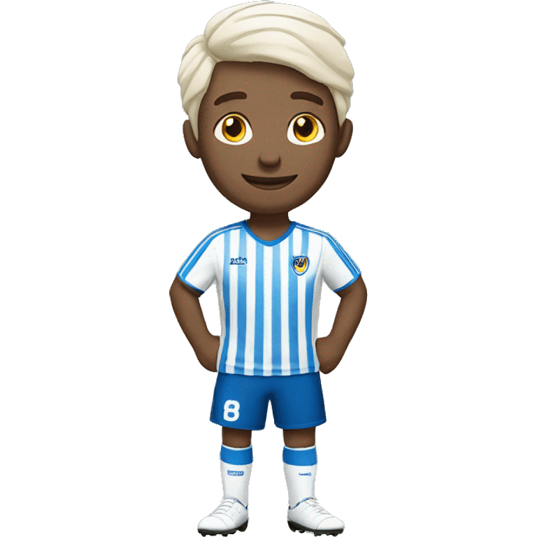 white soccer player with a white & blue stripes t-shirt emoji