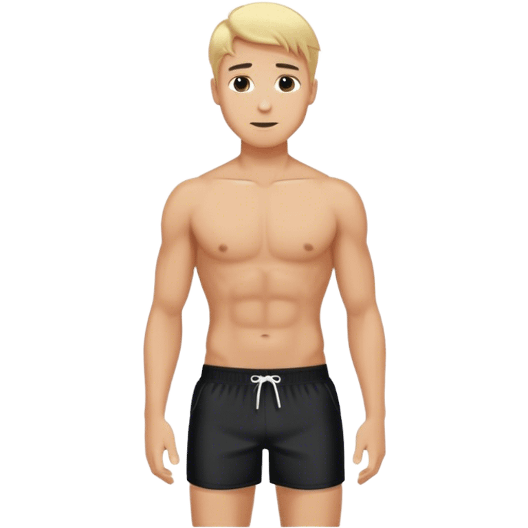 hot blond handsome  Man in black  swimming shorts  emoji