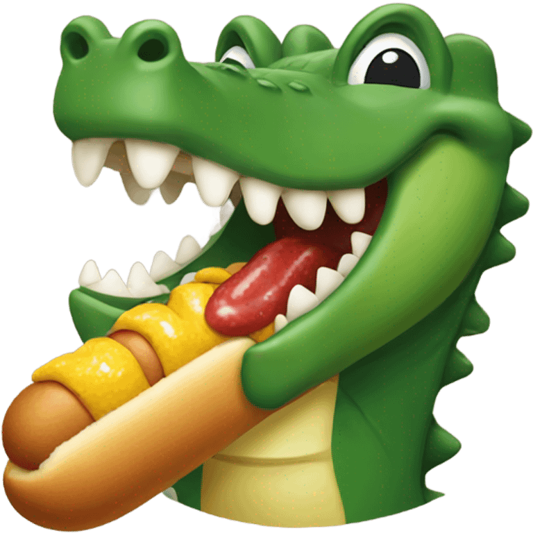 Alligator eating a corn dog emoji