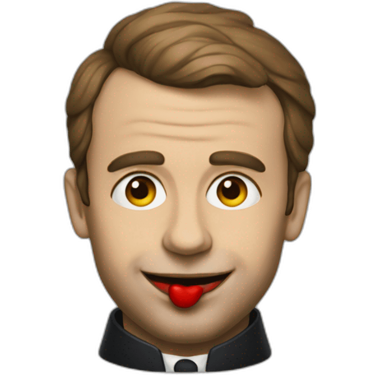 macron with a clown face emoji