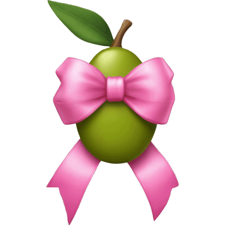 green olive with pink bow emoji