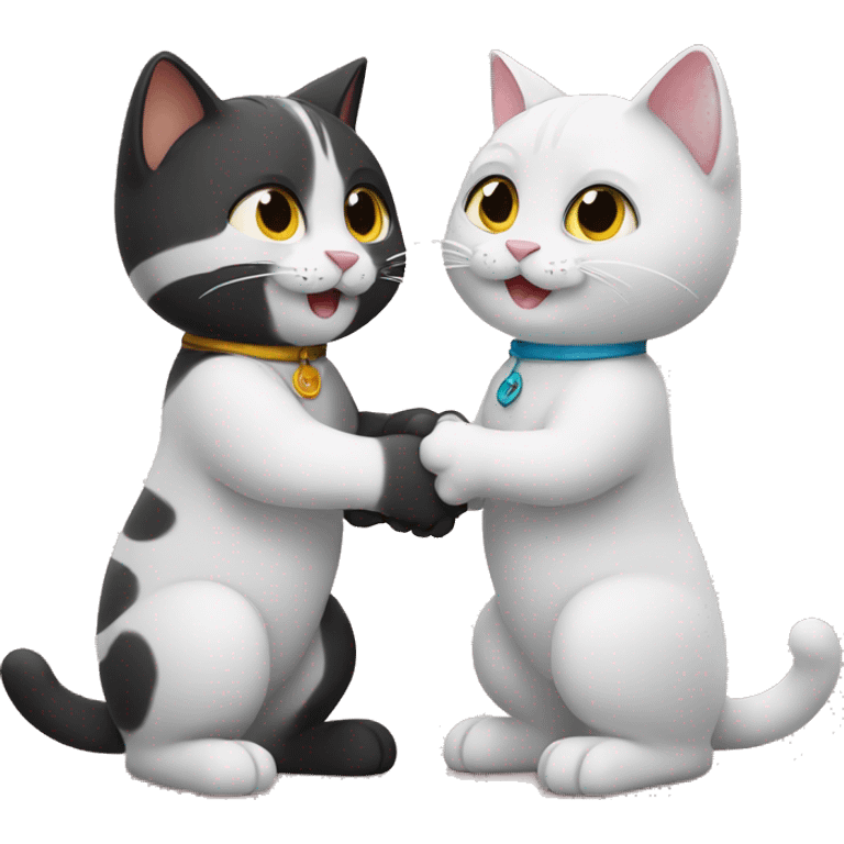 Two cats shaking hands emoji