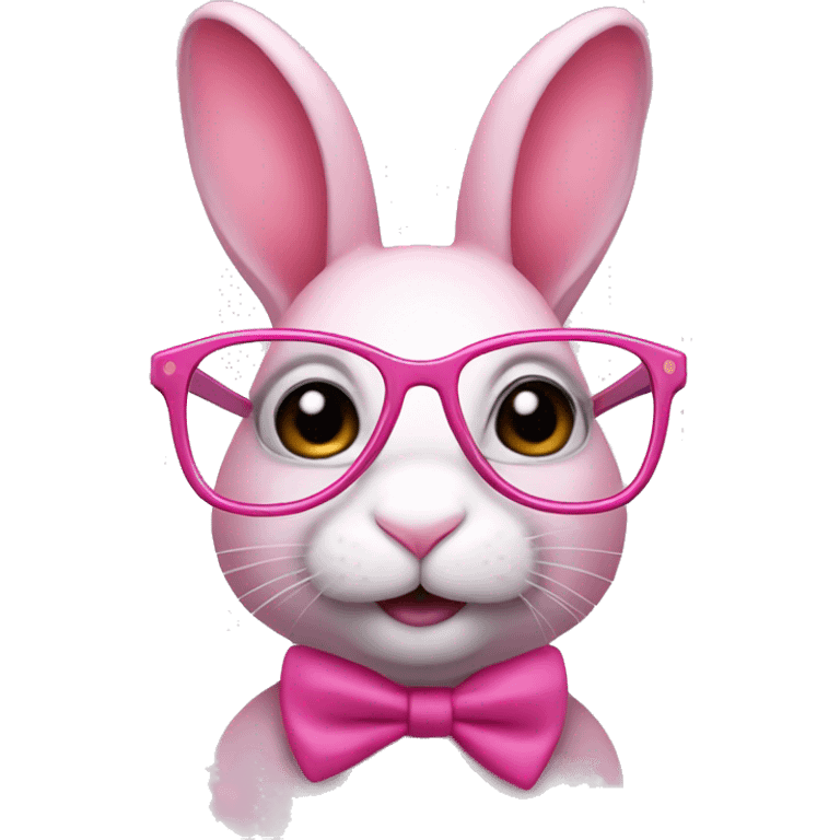 Pink bunny in glasses emoji