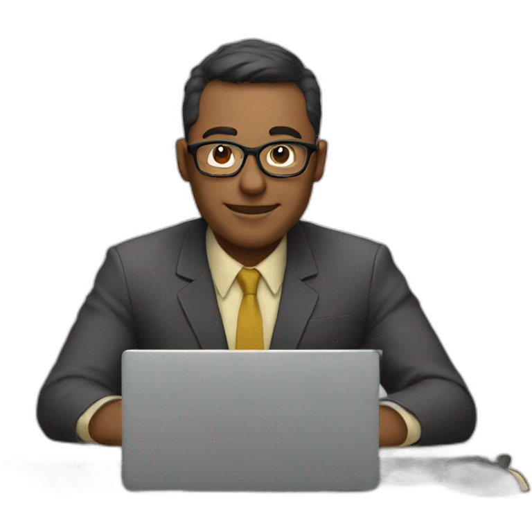 man wearing glasses working on a computer emoji