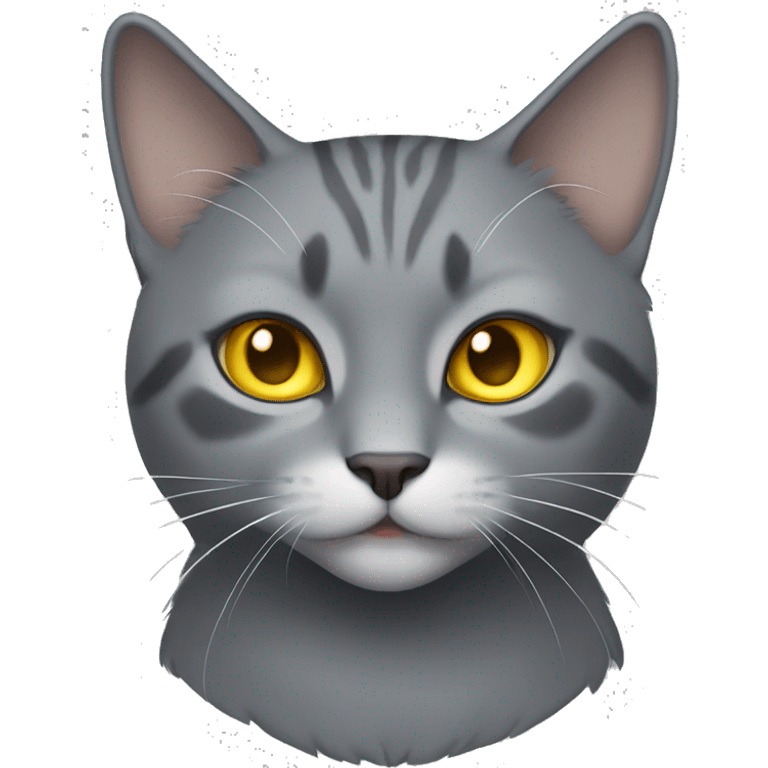 Gray cat with yellow eyes and a small white patch on chest emoji