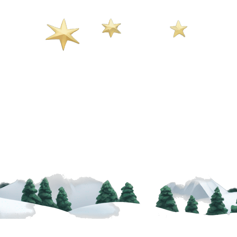 A landscape of snow mountains with three stars above the tallest mountain in the middle.  emoji