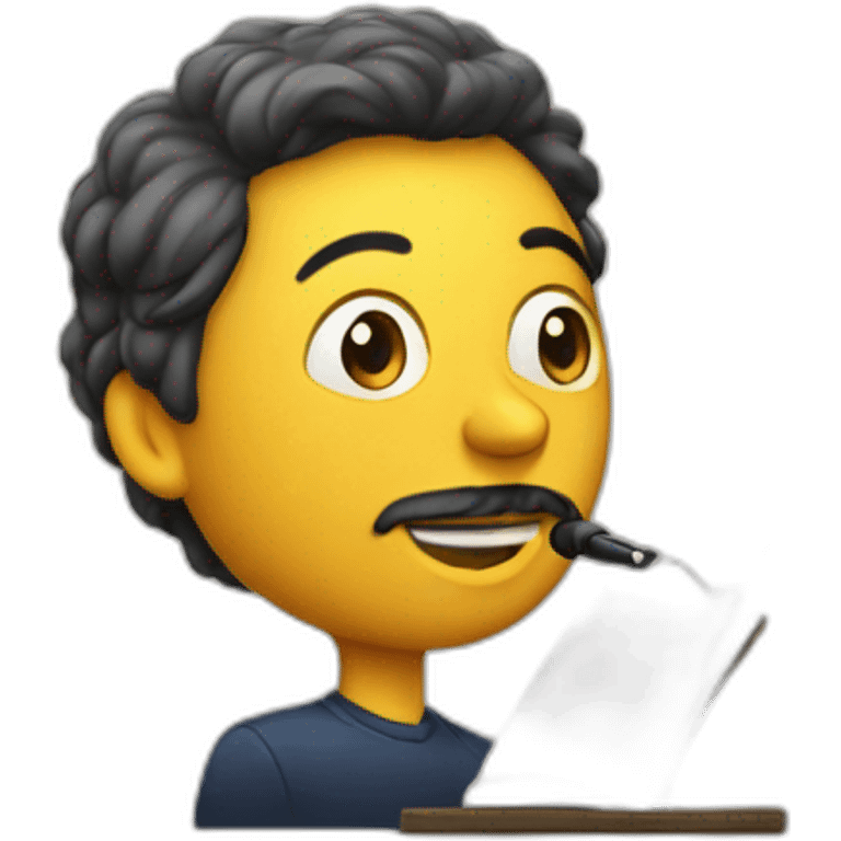 keynote spearker behind a reading desk emoji