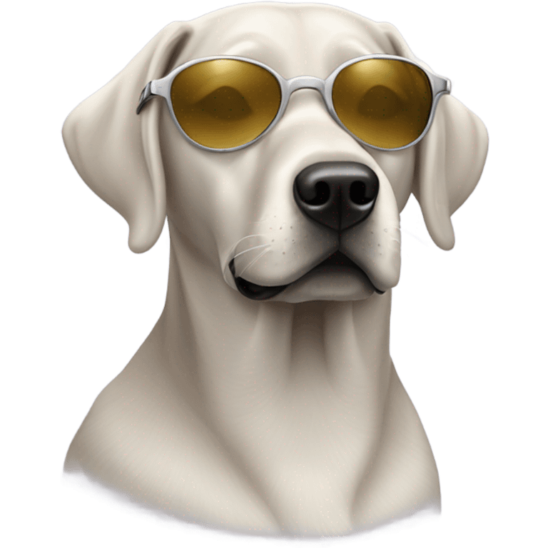 silver labrador wearing sunglasses emoji