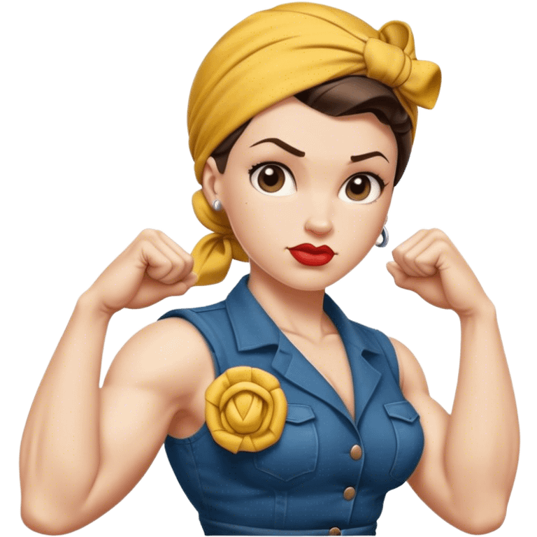 white skin Rosie the Riveter shows biceps emoji