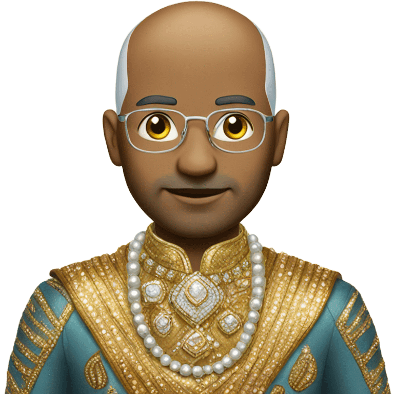 Bald Indian dude wearing sparkles emoji