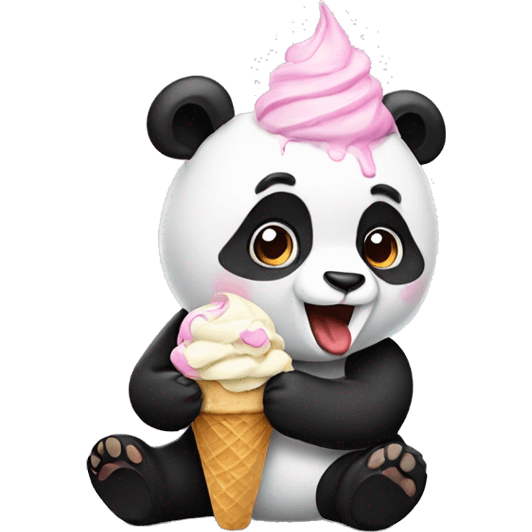 Panda eating ice cream emoji