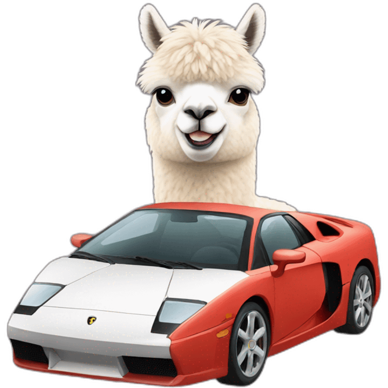 Alpaca drives sportcar  emoji