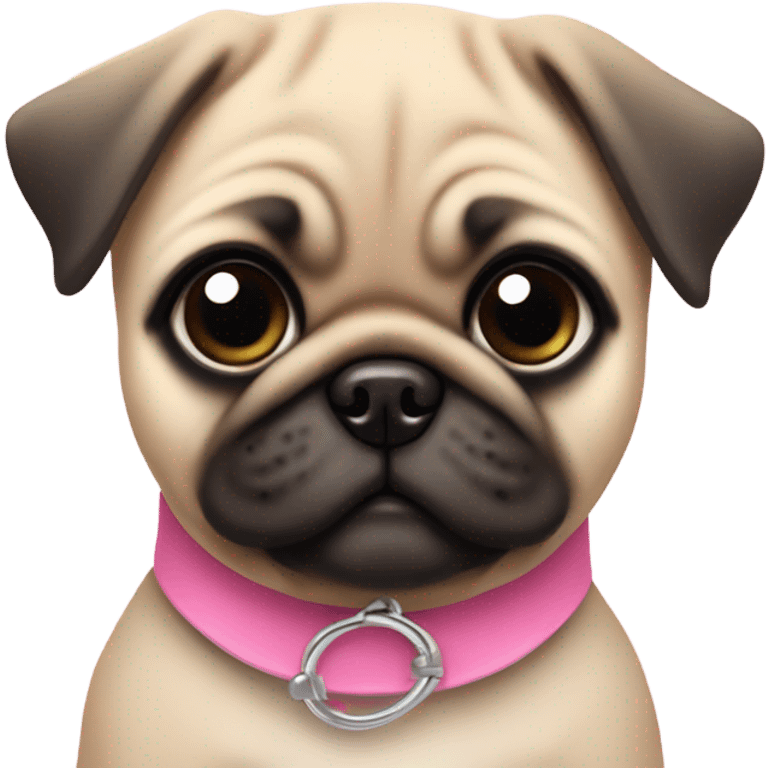 Baby pug with pink collar
 emoji