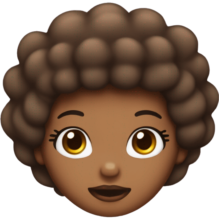 brown skin hello kitty with a mouth and  afro hair emoji