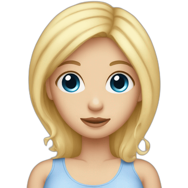 Pregnant blond girl with blue eyes  emoji