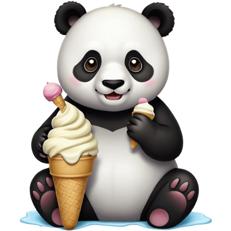 Panda eating ice cream emoji