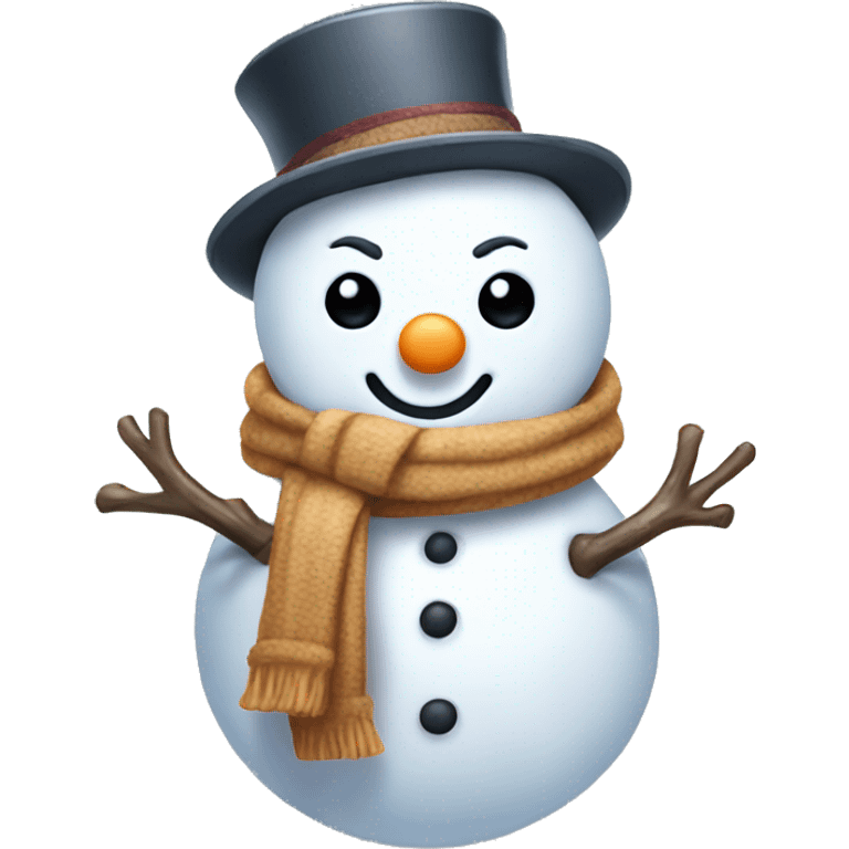 Cute snowman wearing winter coat emoji