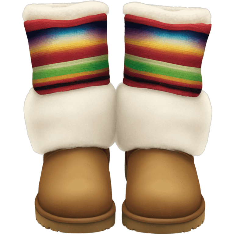 Realistic pair of serape fur Ugg boots with bows. emoji