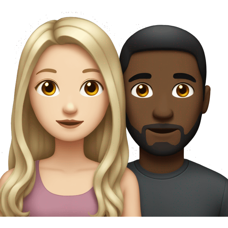 White girl with straight hair and her dark boyfriend with wavy hair emoji