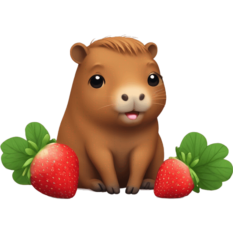 Cute capybara with strawberry emoji